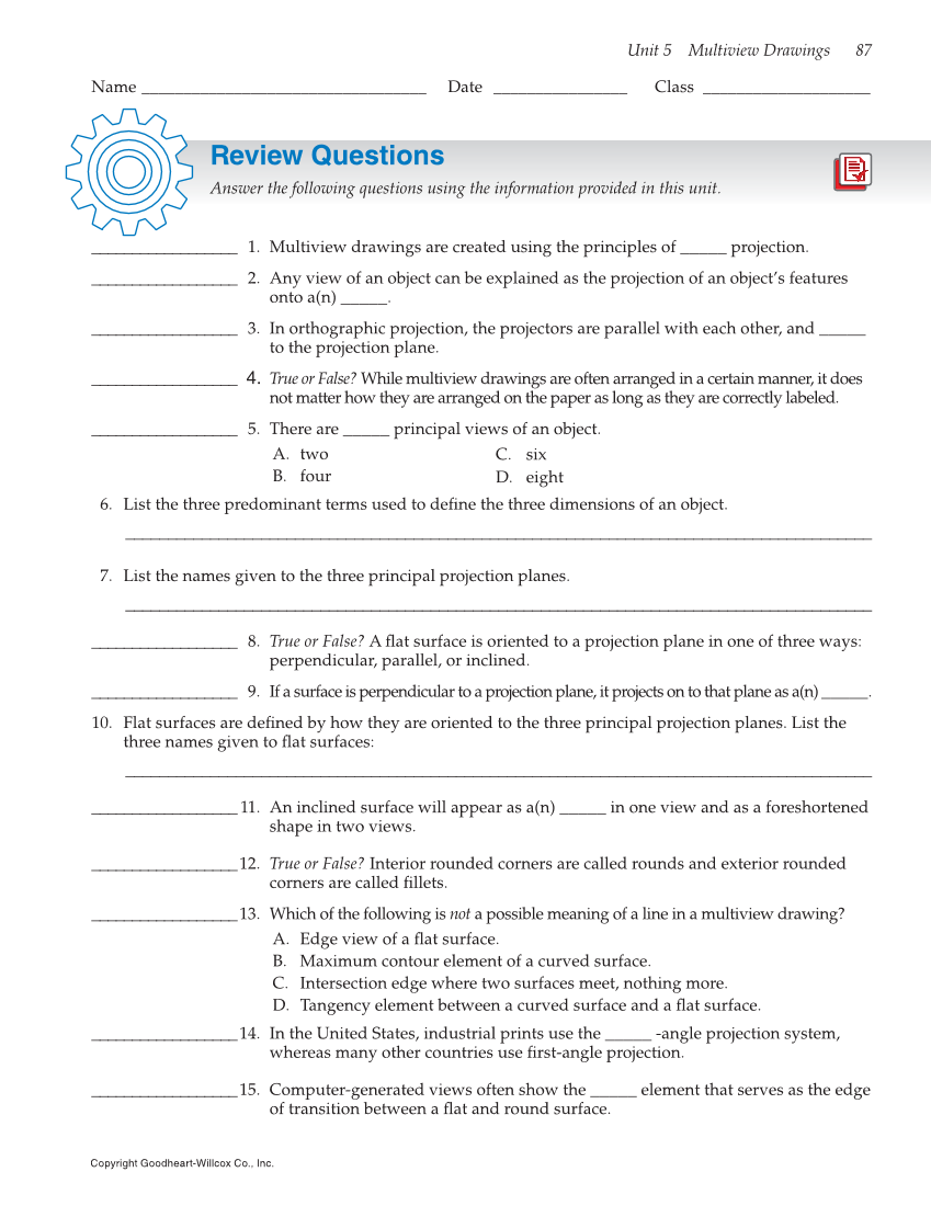 Print Reading for Industry, 10th Edition page 87