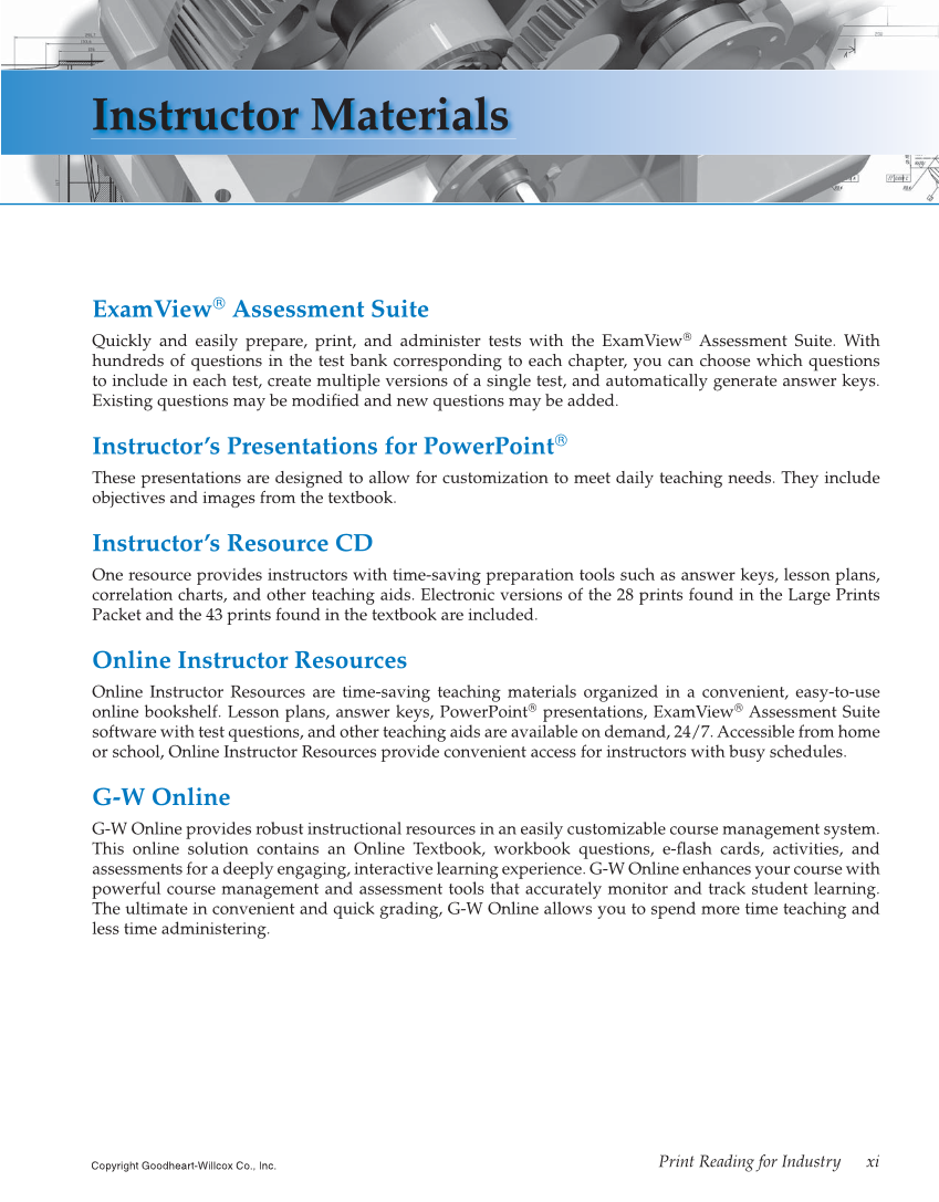 Print Reading for Industry, 10th Edition page xi