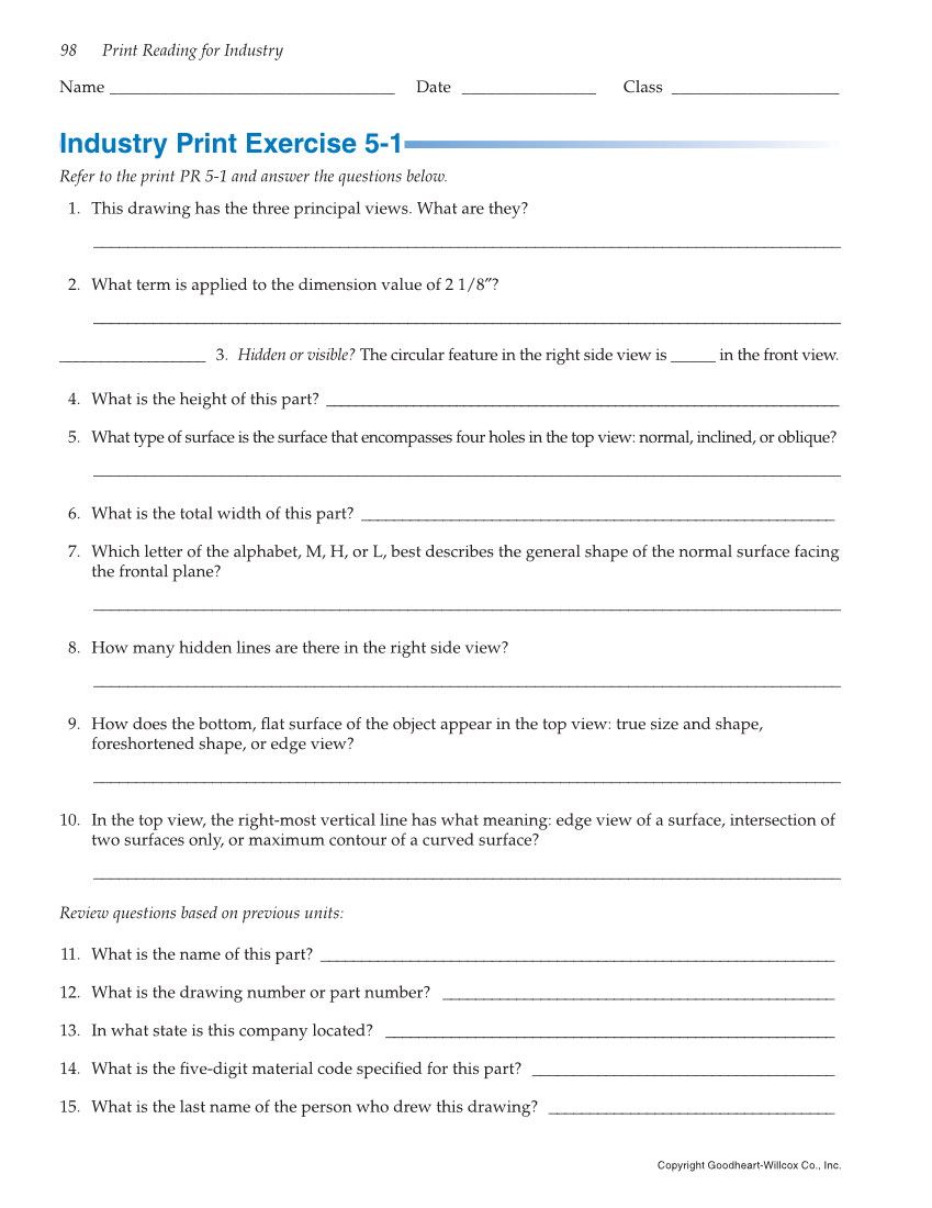 Print Reading for Industry, 10th Edition page 98