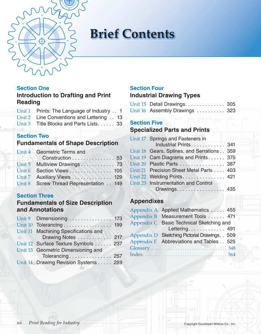 Print Reading for Industry, 10th Edition page xii