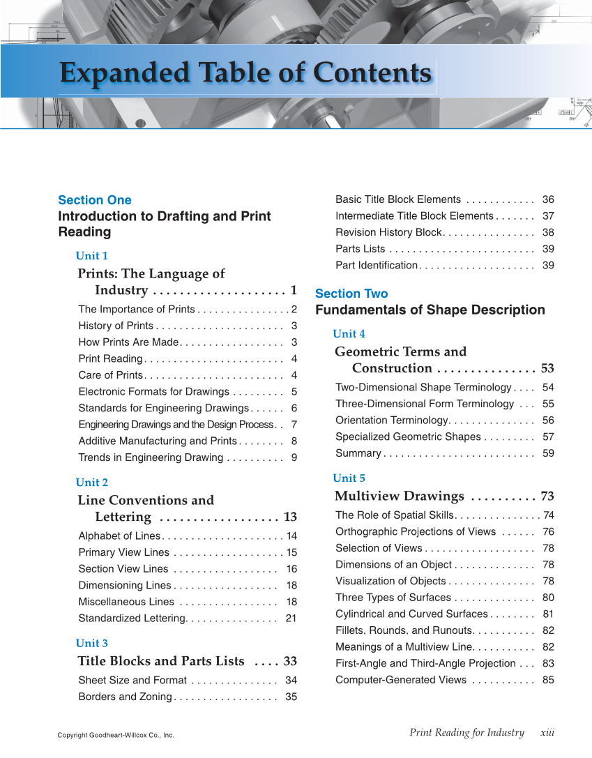 Print Reading for Industry, 10th Edition page xiii