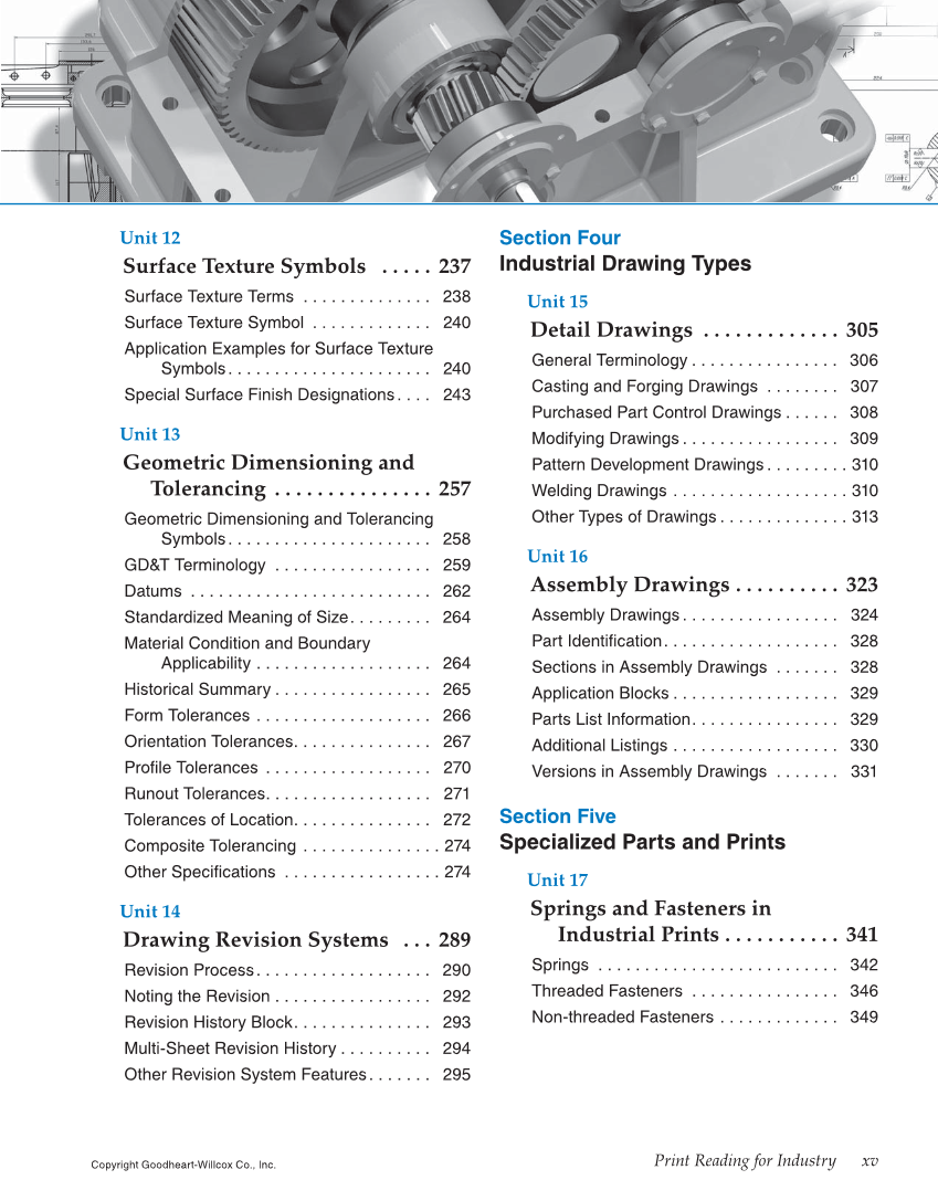 Print Reading for Industry, 10th Edition page xv