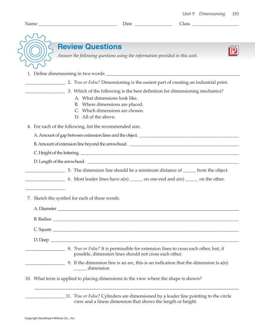 Print Reading for Industry, 10th Edition page 185