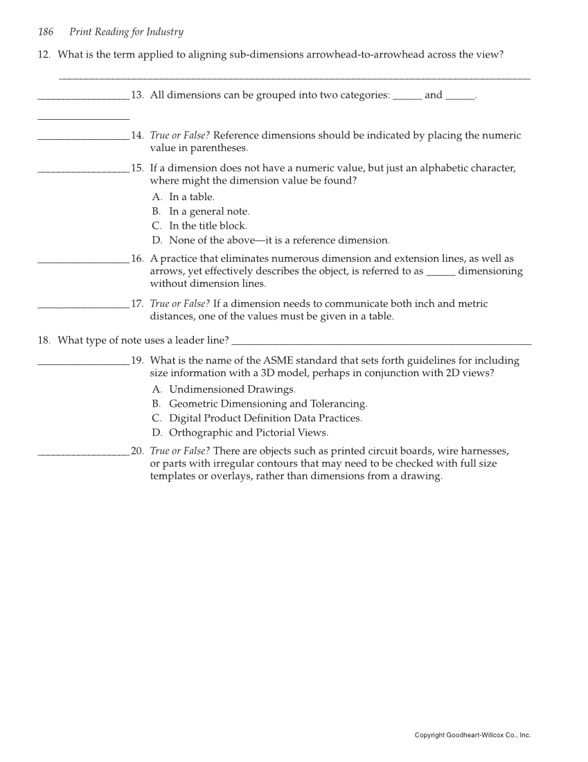Print Reading for Industry, 10th Edition page 186
