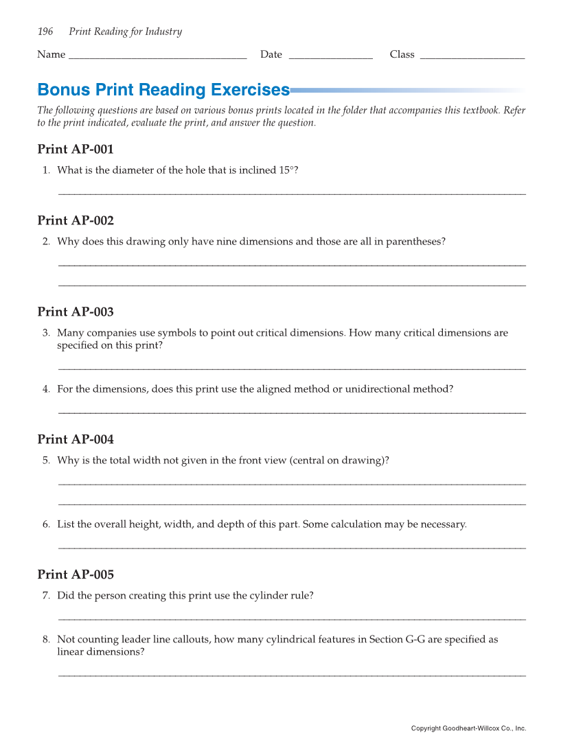 Print Reading for Industry, 10th Edition page 196