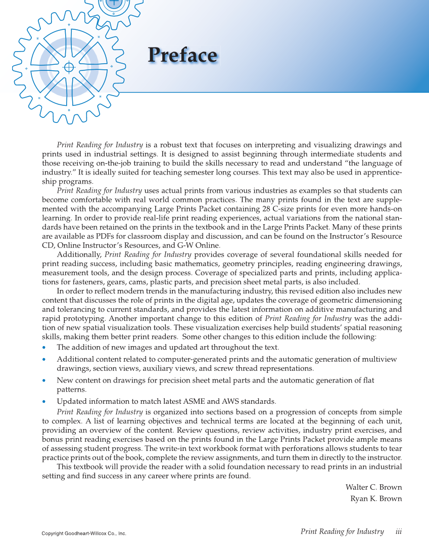 Print Reading for Industry, 10th Edition page iii