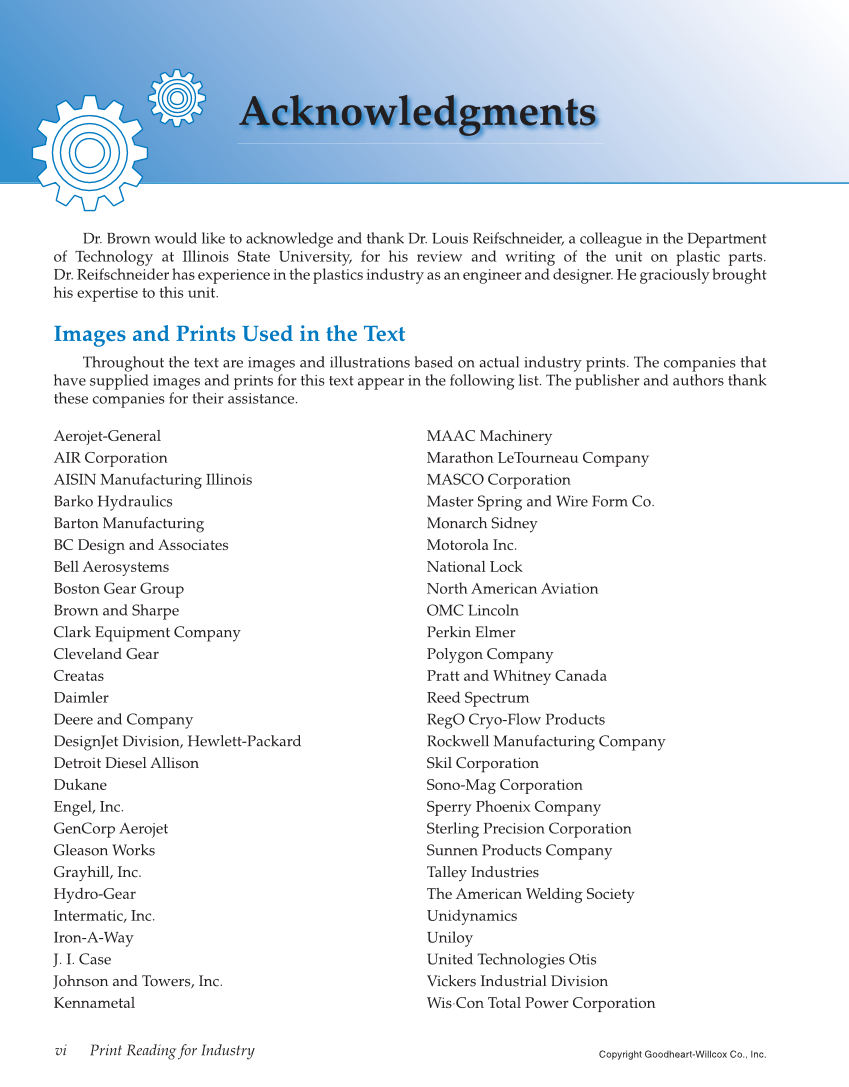 Print Reading for Industry, 10th Edition page vi