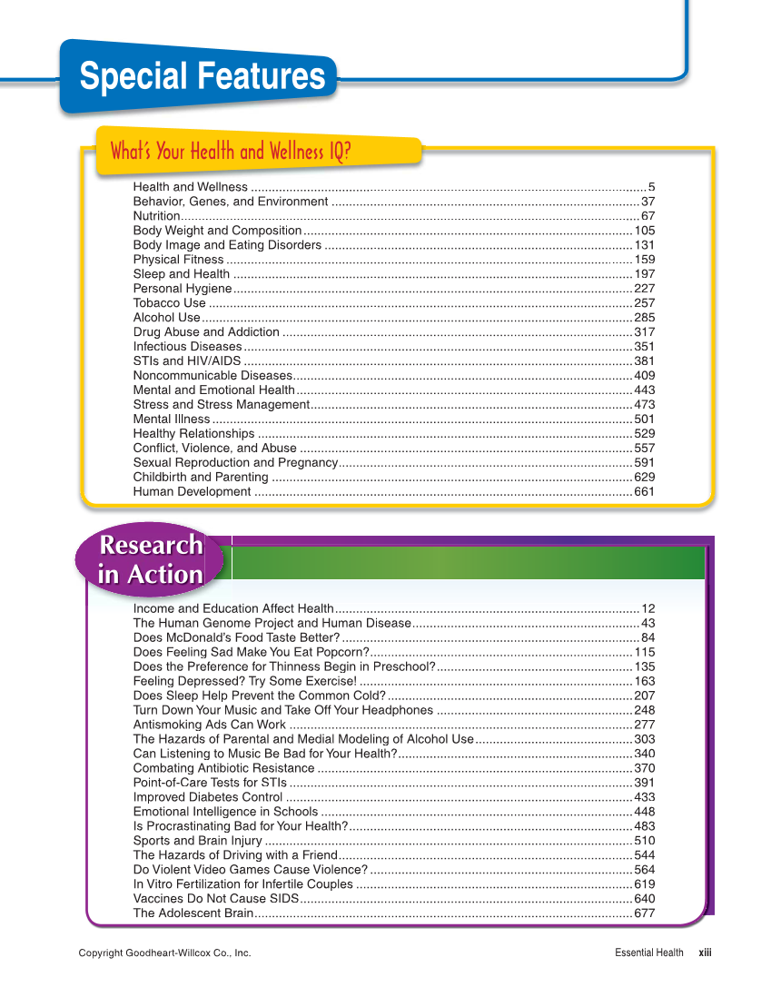 Essential Health, 2nd Edition page xiii