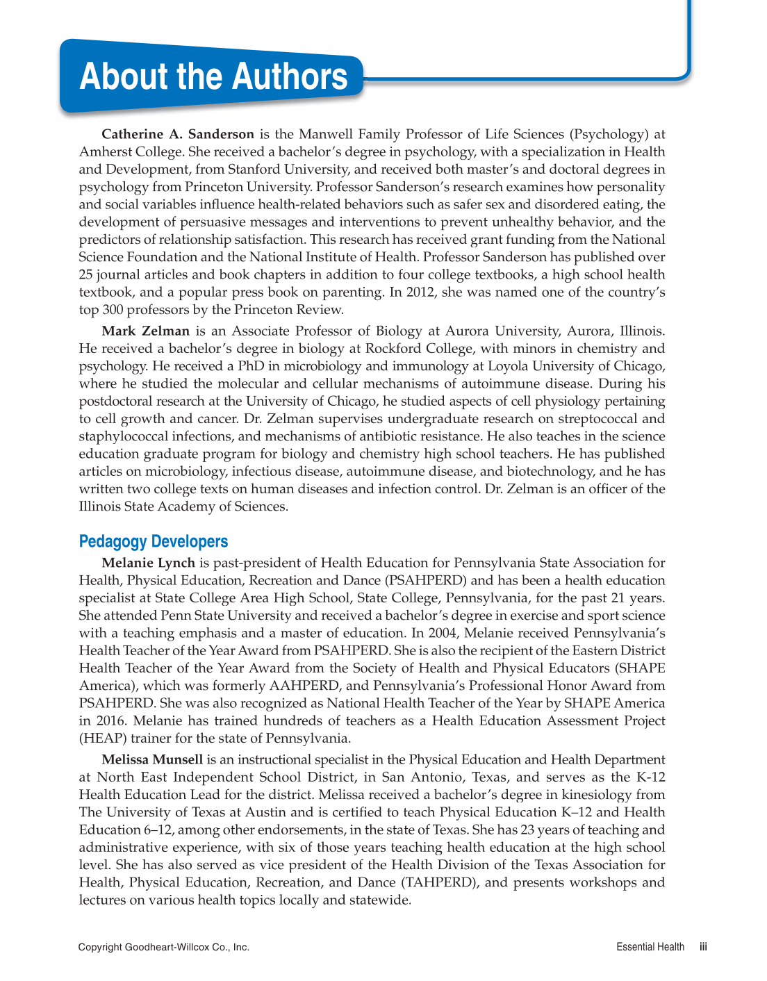 Essential Health, 2nd Edition page iii