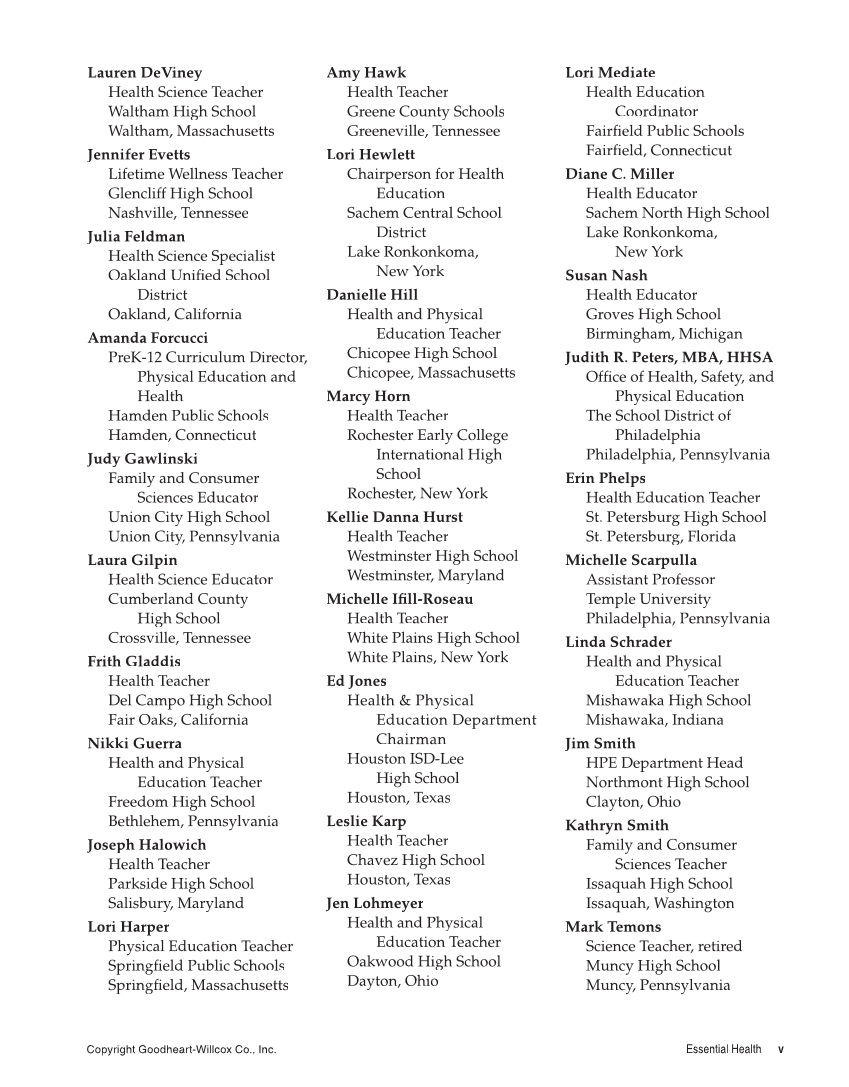 Essential Health, 2nd Edition page v