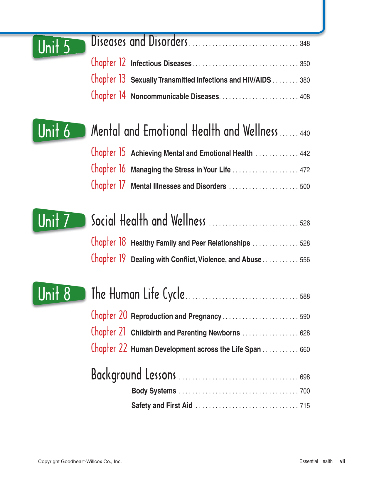 Essential Health, 2nd Edition page vii