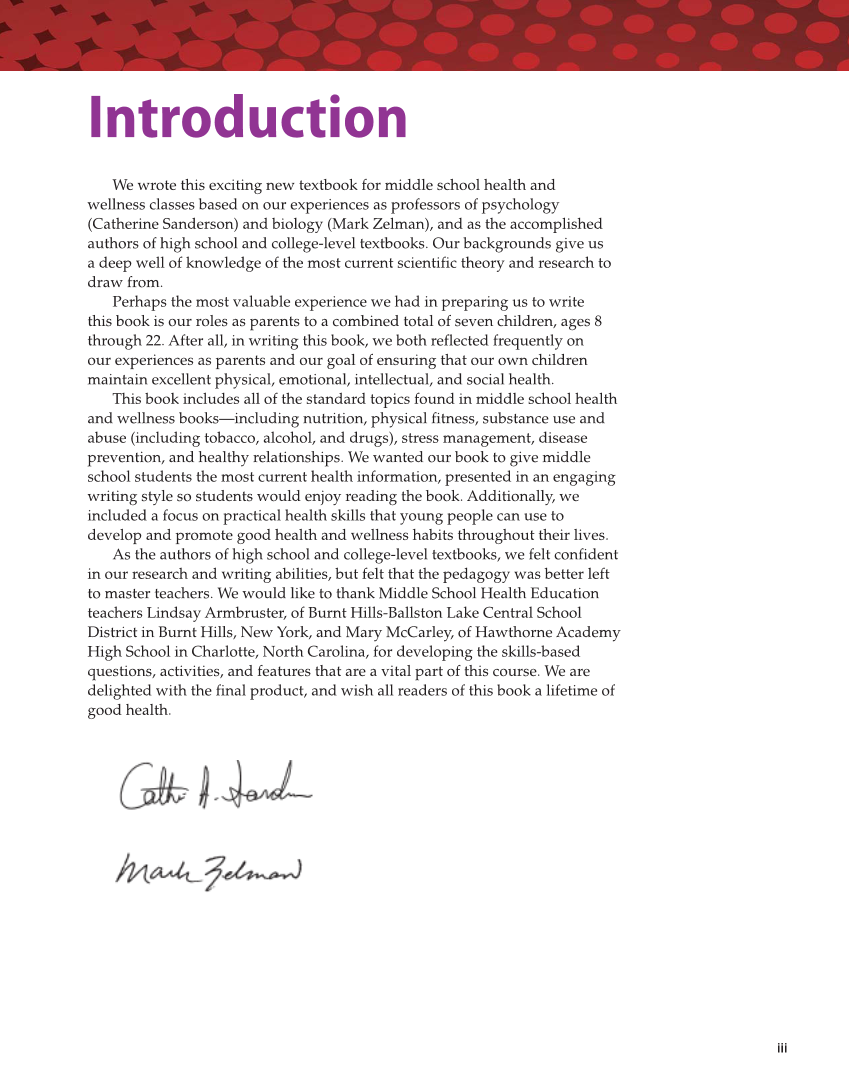 Essential Health Skills for Middle School, 1st Edition page iii
