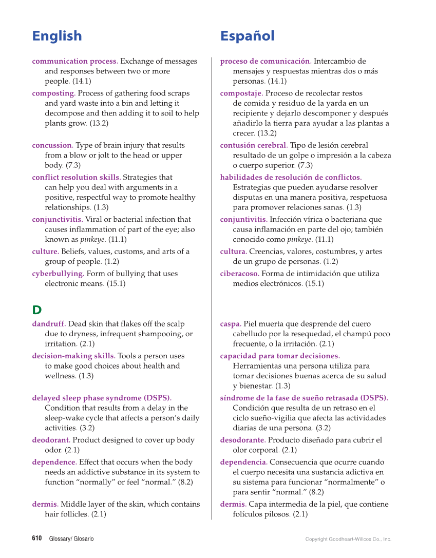 Essential Health Skills for Middle School, 1st Edition page 610