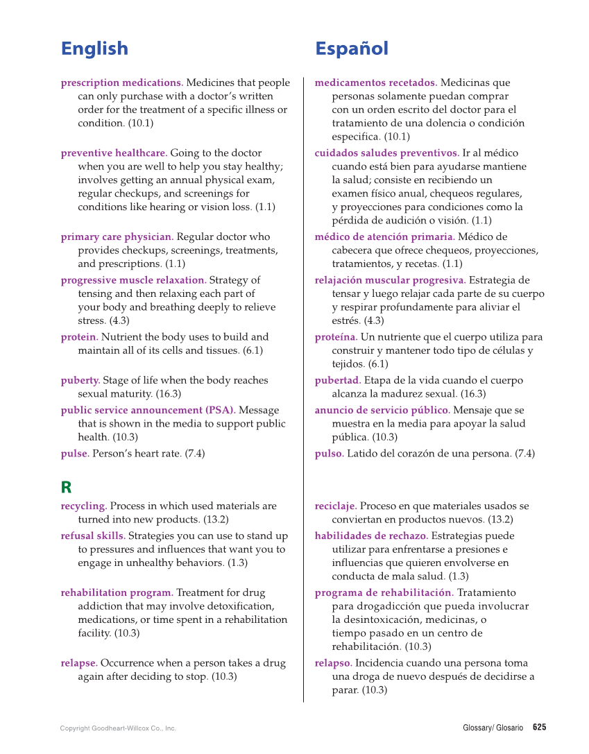 Essential Health Skills for Middle School, 1st Edition page 625