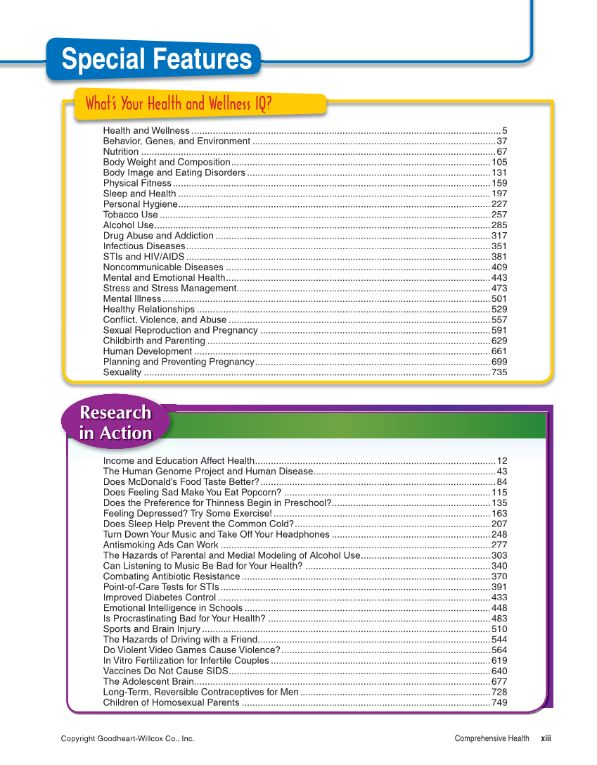 Comprehensive Health, 2nd Edition page xiii
