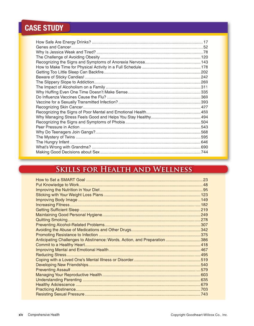 Comprehensive Health, 2nd Edition page xiv