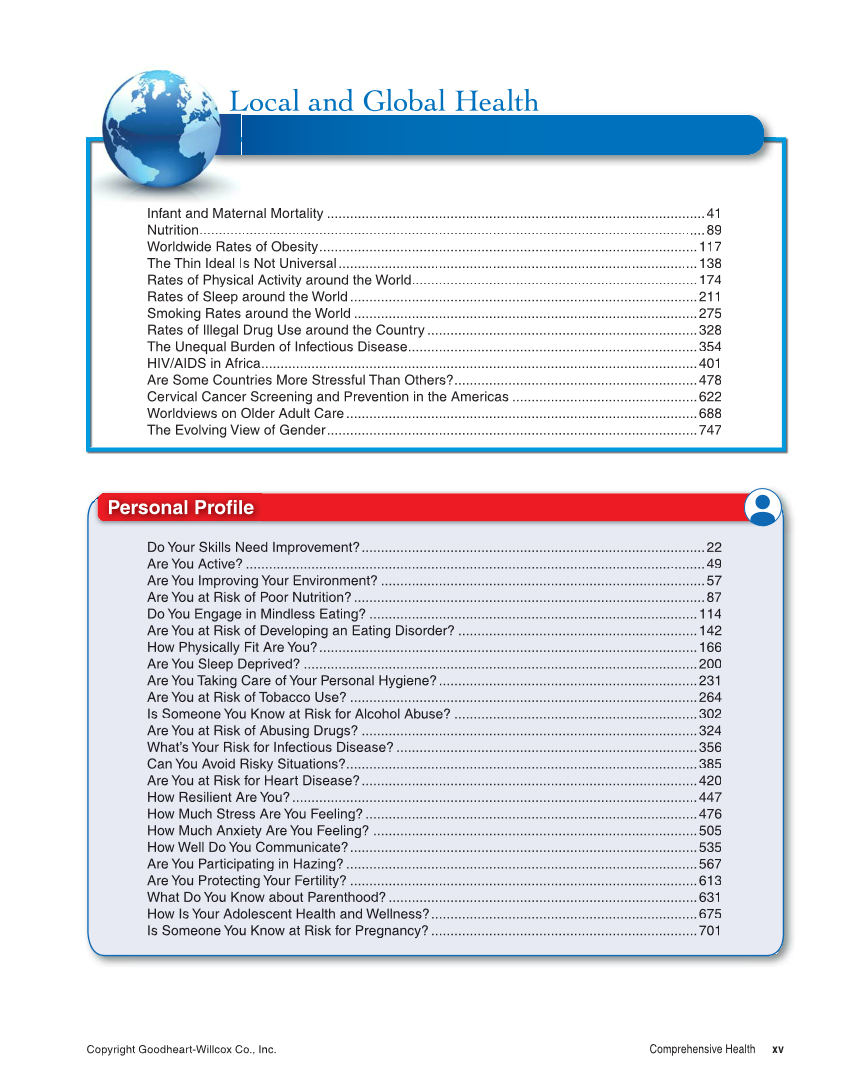 Comprehensive Health, 2nd Edition page xv