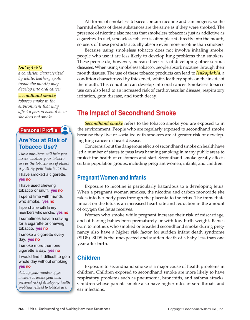 Comprehensive Health, 2nd Edition page 264