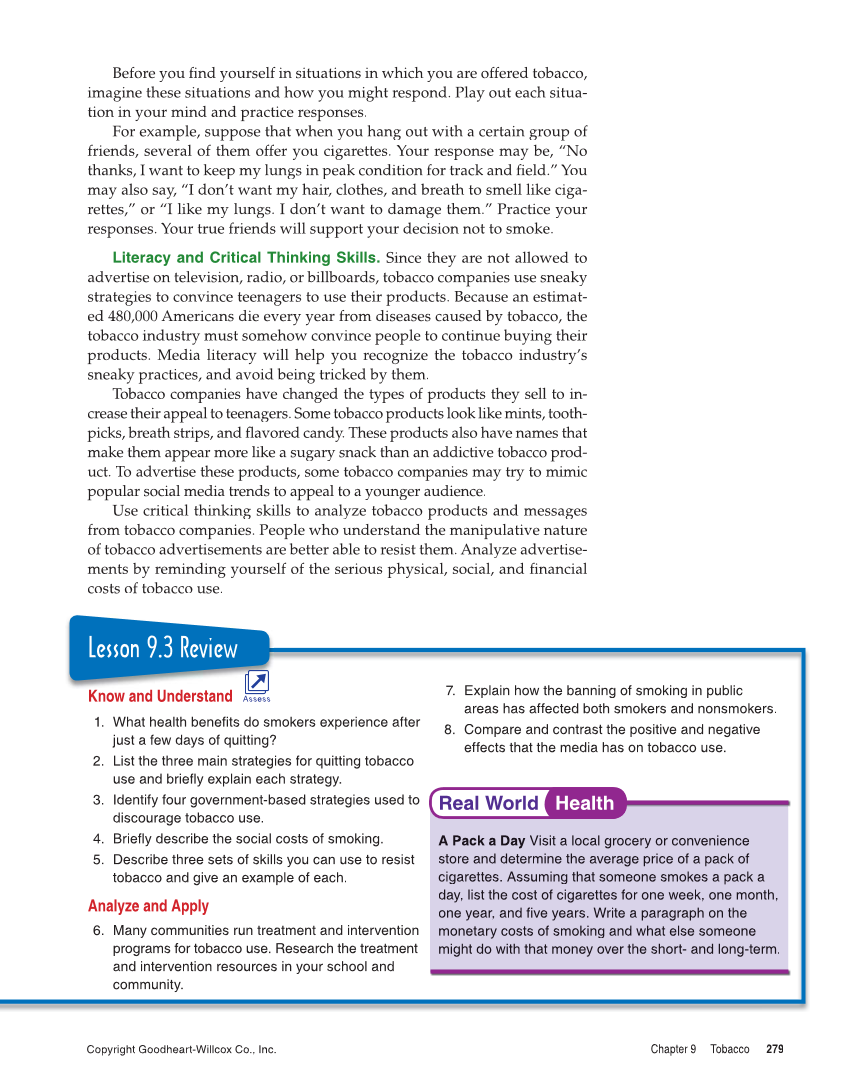 Comprehensive Health, 2nd Edition page 279