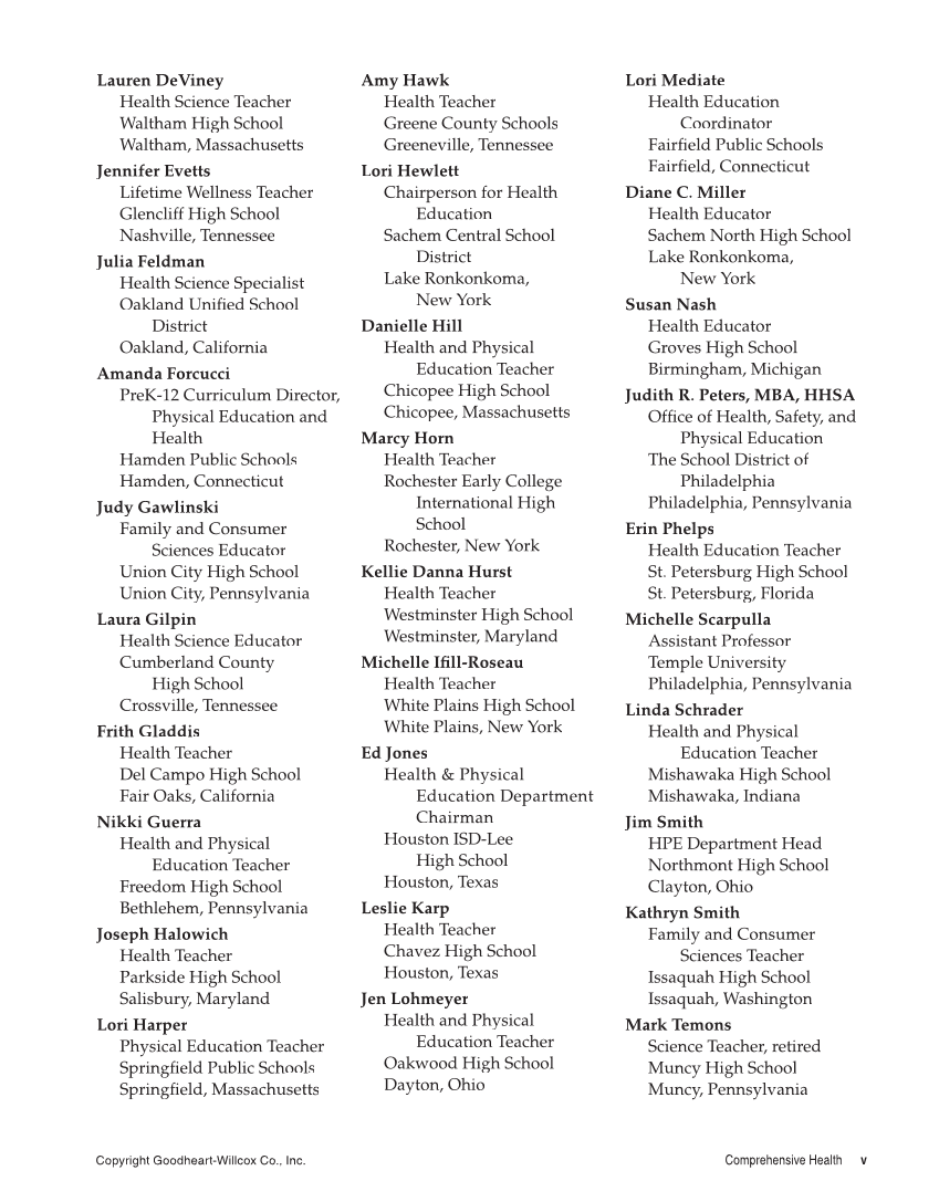 Comprehensive Health, 2nd Edition page v