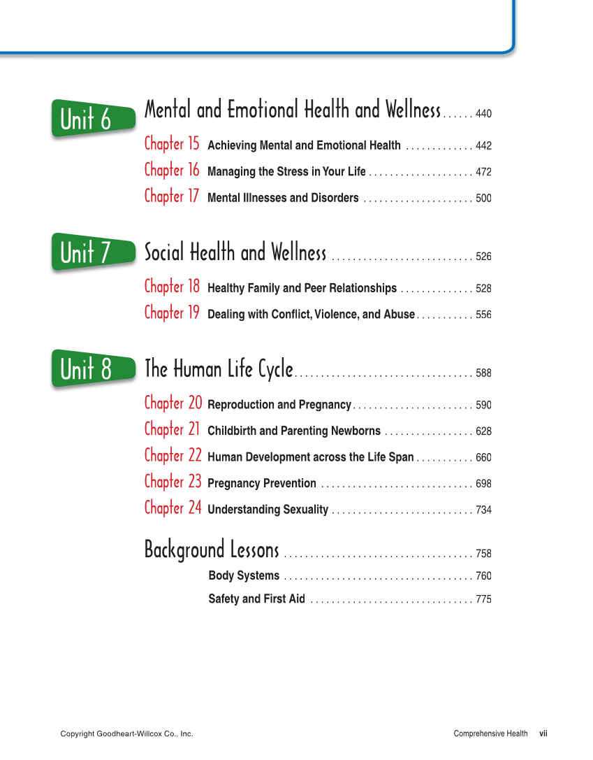 Comprehensive Health, 2nd Edition page vii
