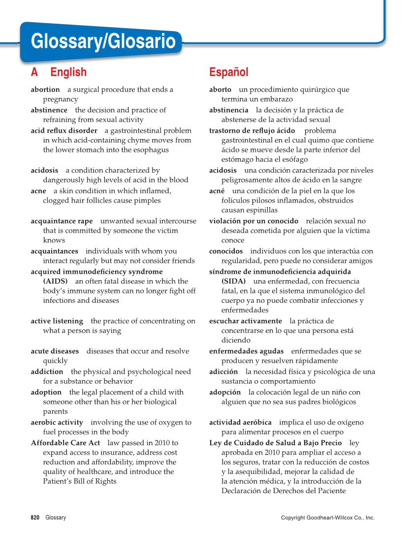 Comprehensive Health, 2nd Edition page 820