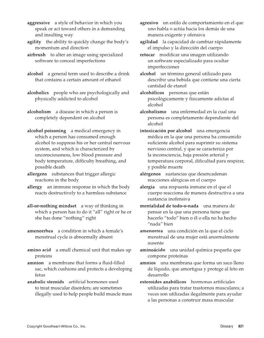 Comprehensive Health, 2nd Edition page 821