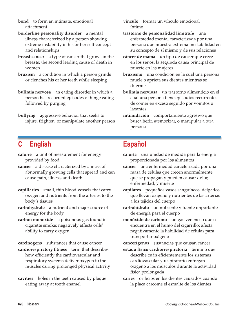 Comprehensive Health, 2nd Edition page 826