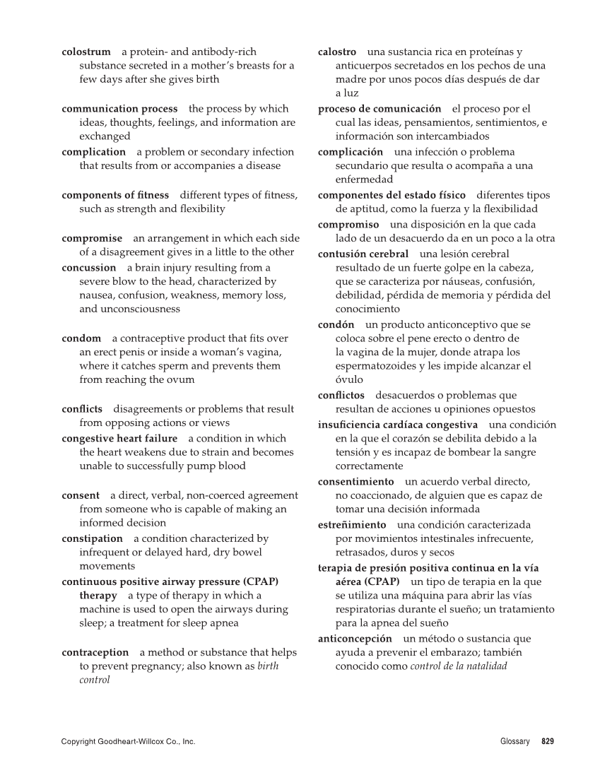 Comprehensive Health, 2nd Edition page 829