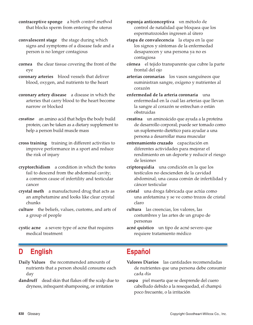 Comprehensive Health, 2nd Edition page 830