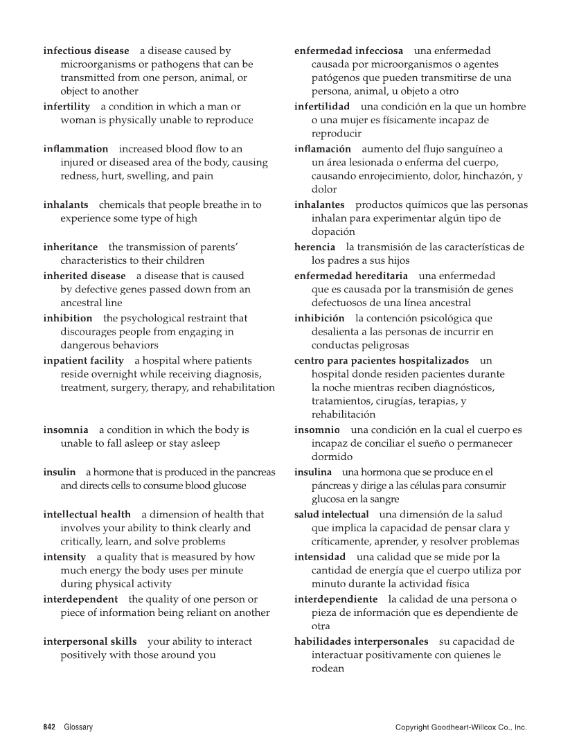 Comprehensive Health, 2nd Edition page 842