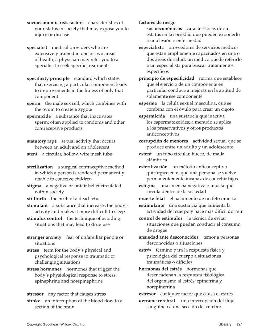 Comprehensive Health, 2nd Edition page 857