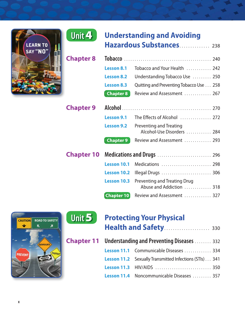 Comprehensive Health Skills for Middle School, 1st Edition page x