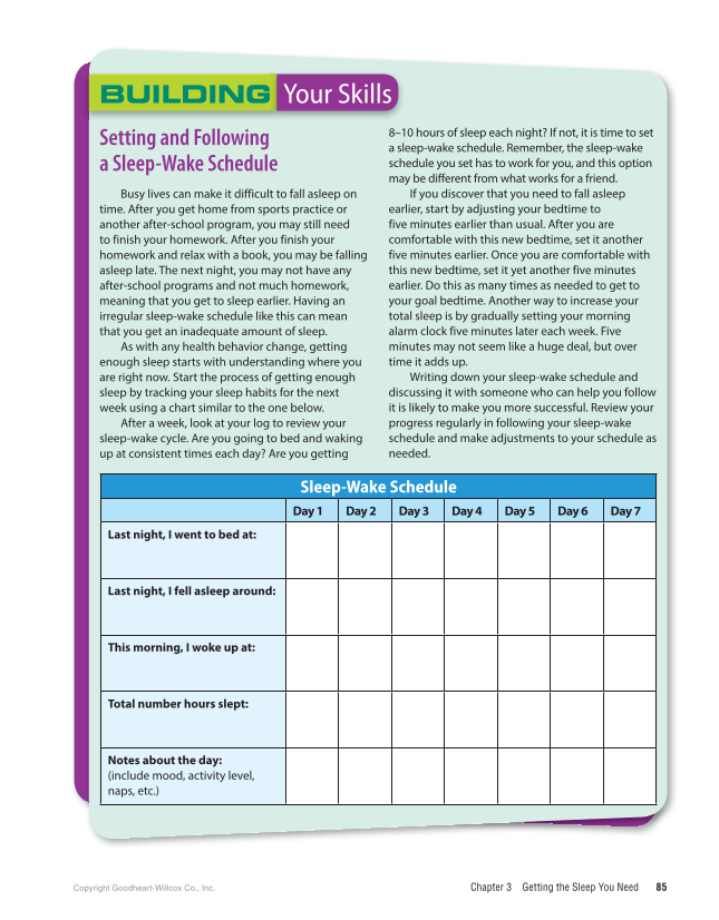 Comprehensive Health Skills for Middle School, 1st Edition page 85