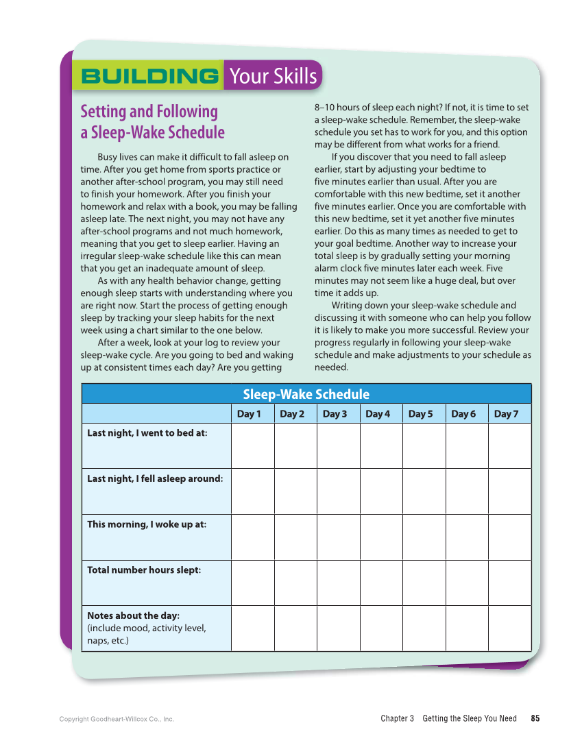 Comprehensive Health Skills for Middle School, 1st Edition page 85