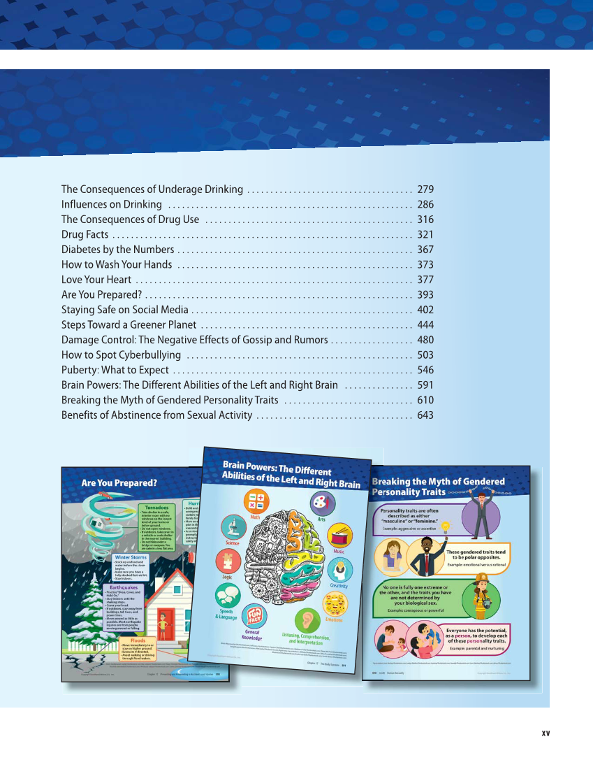 Comprehensive Health Skills for Middle School, 1st Edition page xv