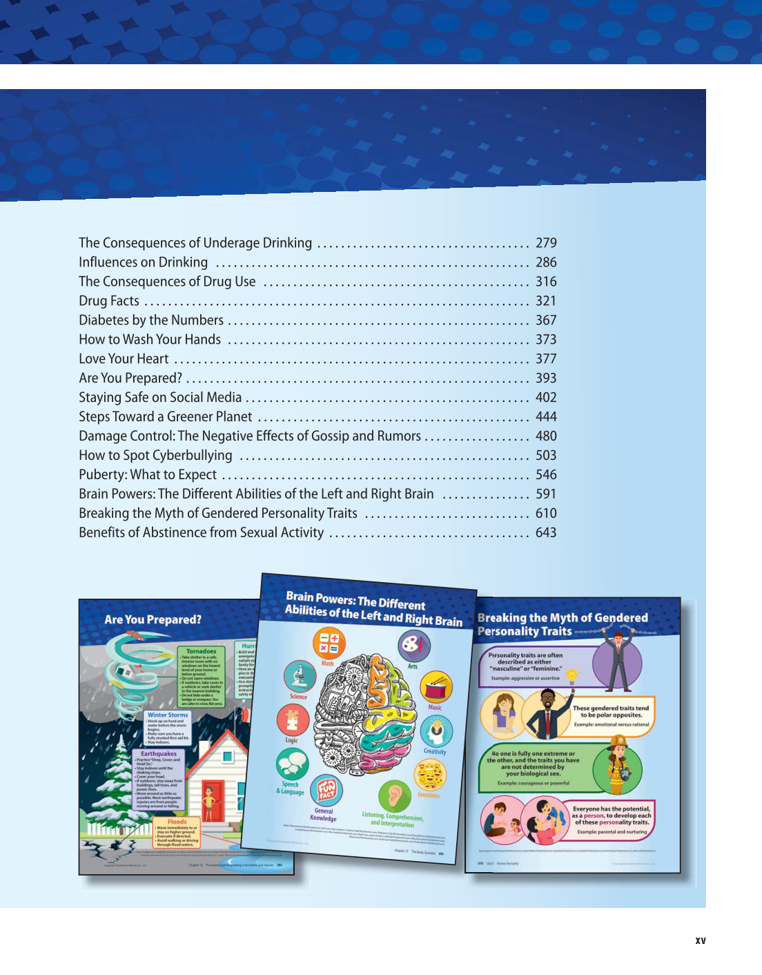 Comprehensive Health Skills for Middle School, 1st Edition page xv