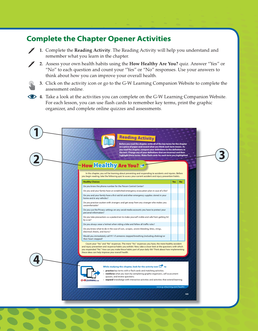 Comprehensive Health Skills for Middle School, 1st Edition page W3