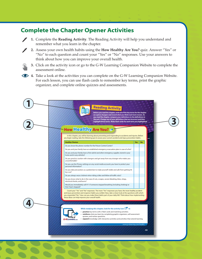 Comprehensive Health Skills for Middle School, 1st Edition page W3