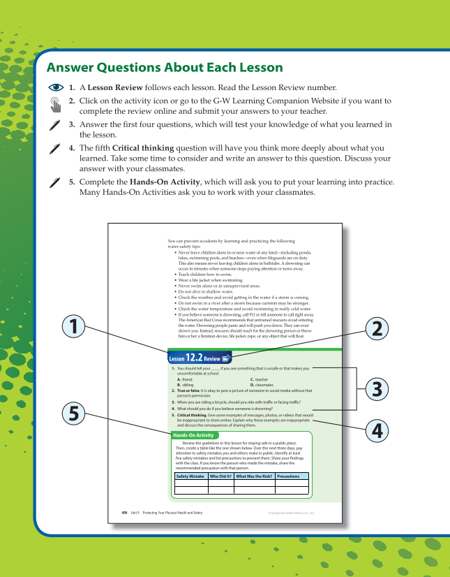 Comprehensive Health Skills for Middle School, 1st Edition page W6