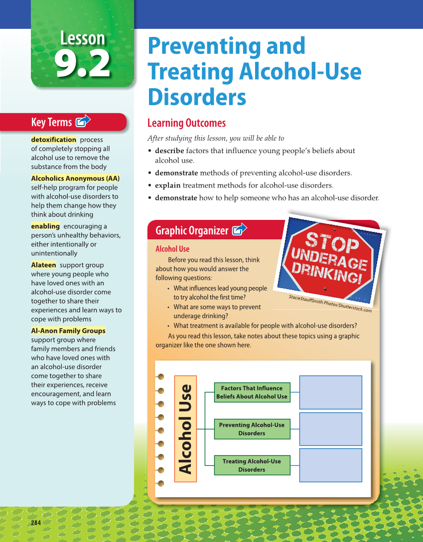 Comprehensive Health Skills for Middle School, 1st Edition page 284