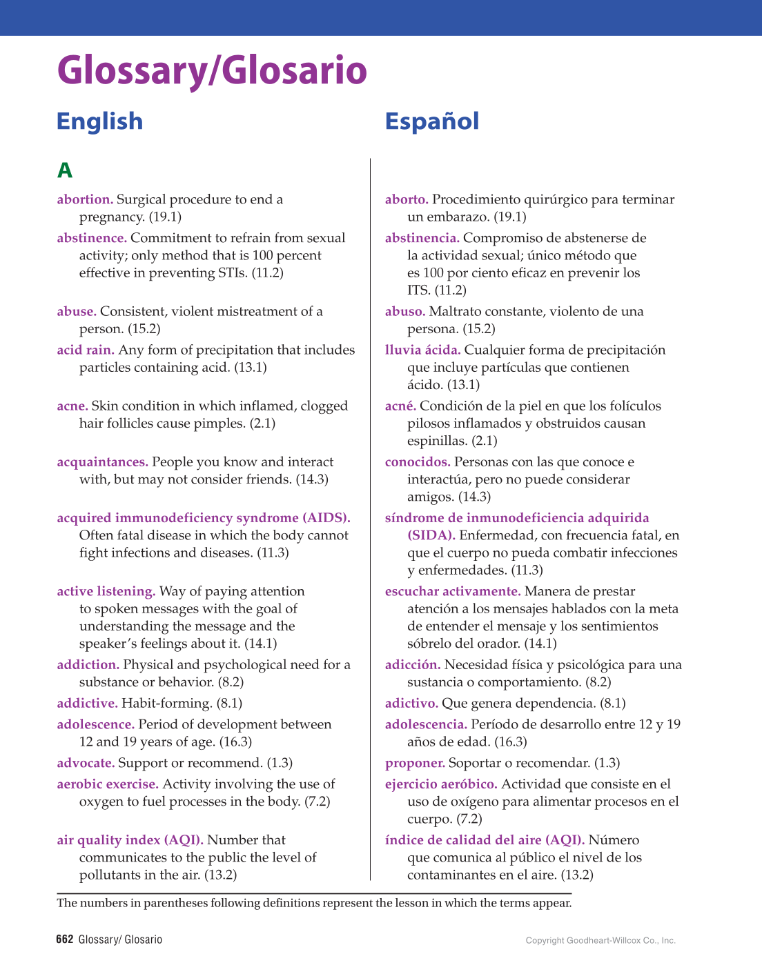 Comprehensive Health Skills for Middle School, 1st Edition page 662