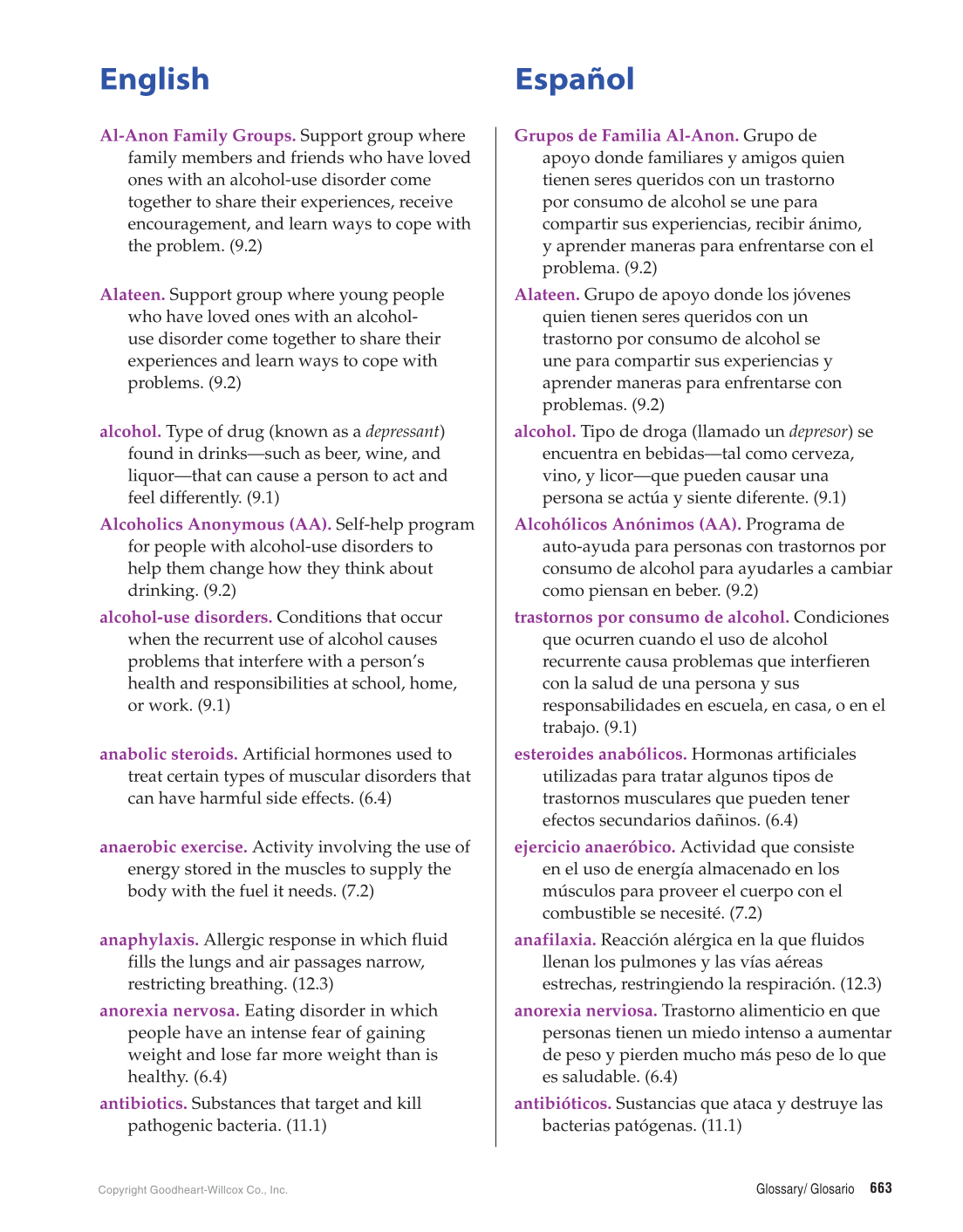 Comprehensive Health Skills for Middle School, 1st Edition page 663