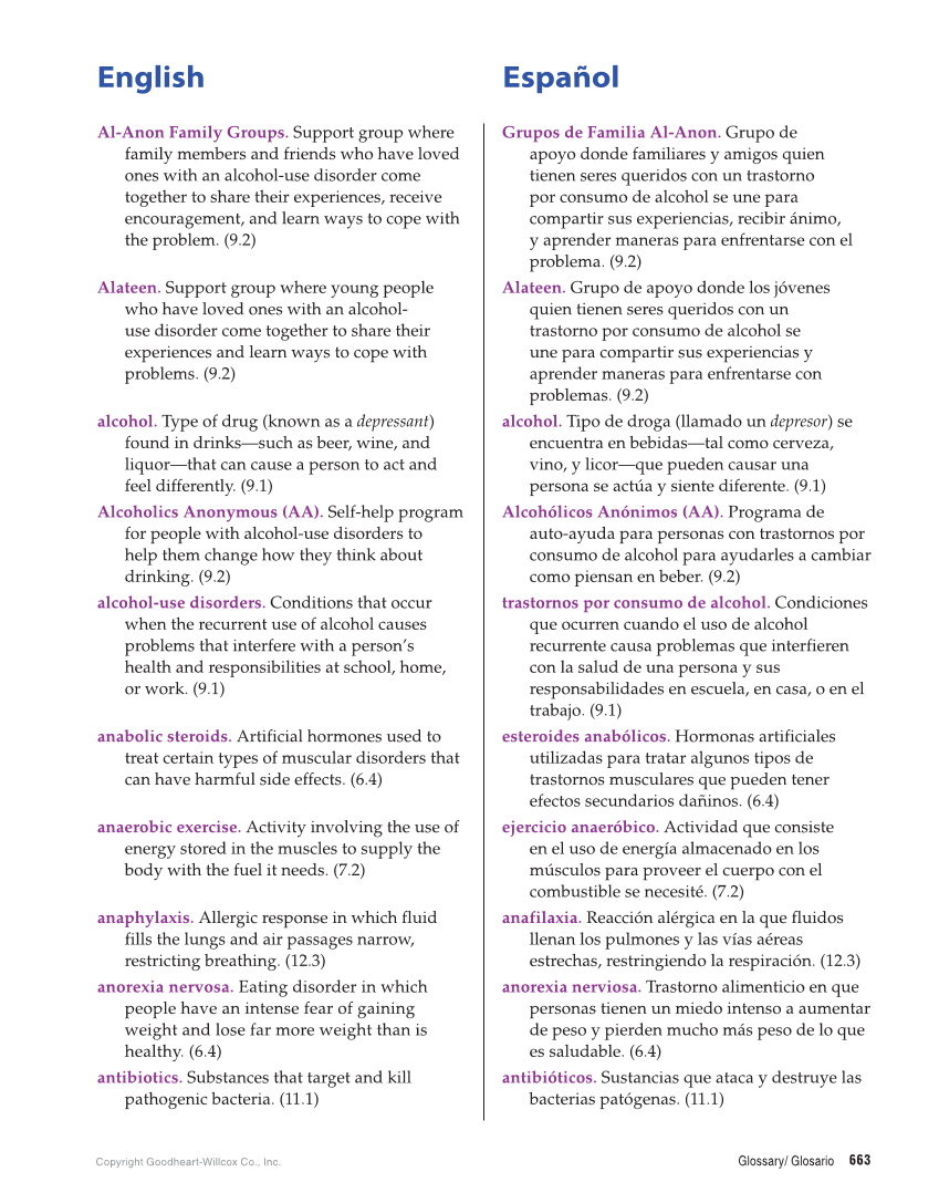 Comprehensive Health Skills for Middle School, 1st Edition page 663