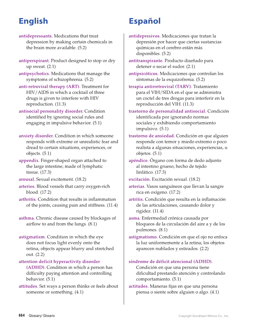 Comprehensive Health Skills for Middle School, 1st Edition page 664