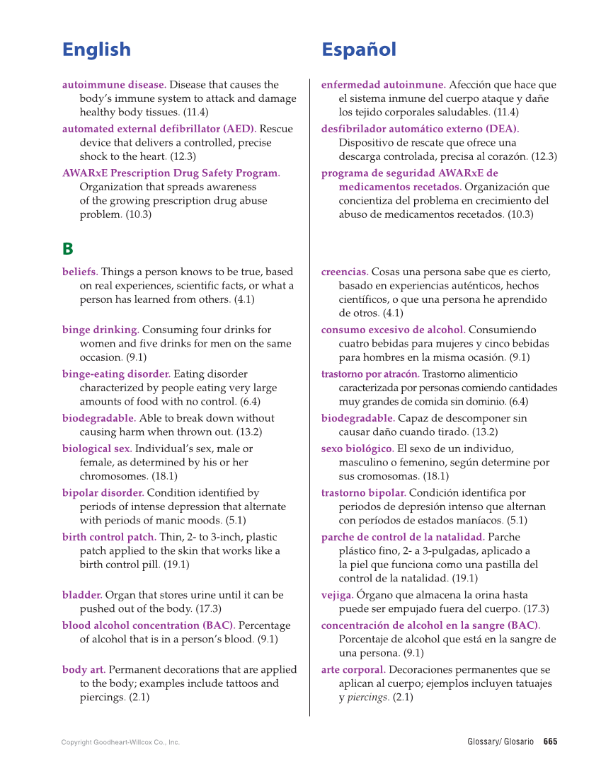 Comprehensive Health Skills for Middle School, 1st Edition page 665