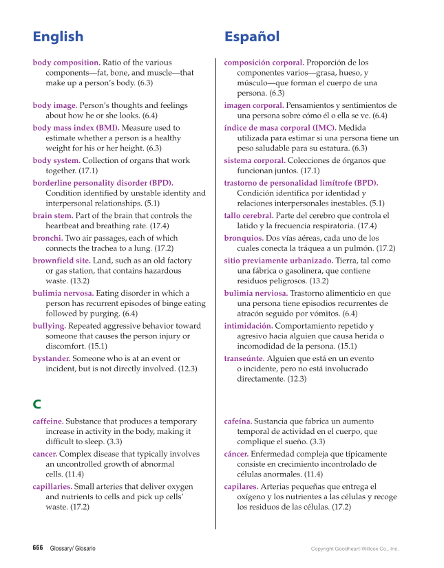 Comprehensive Health Skills for Middle School, 1st Edition page 666