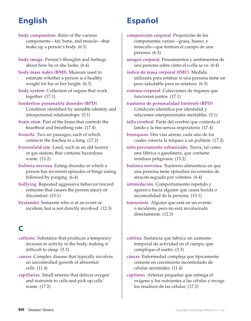 Comprehensive Health Skills for Middle School, 1st Edition page 666