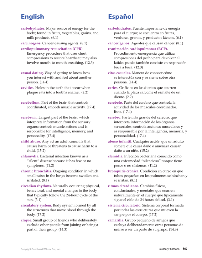 Comprehensive Health Skills for Middle School, 1st Edition page 667
