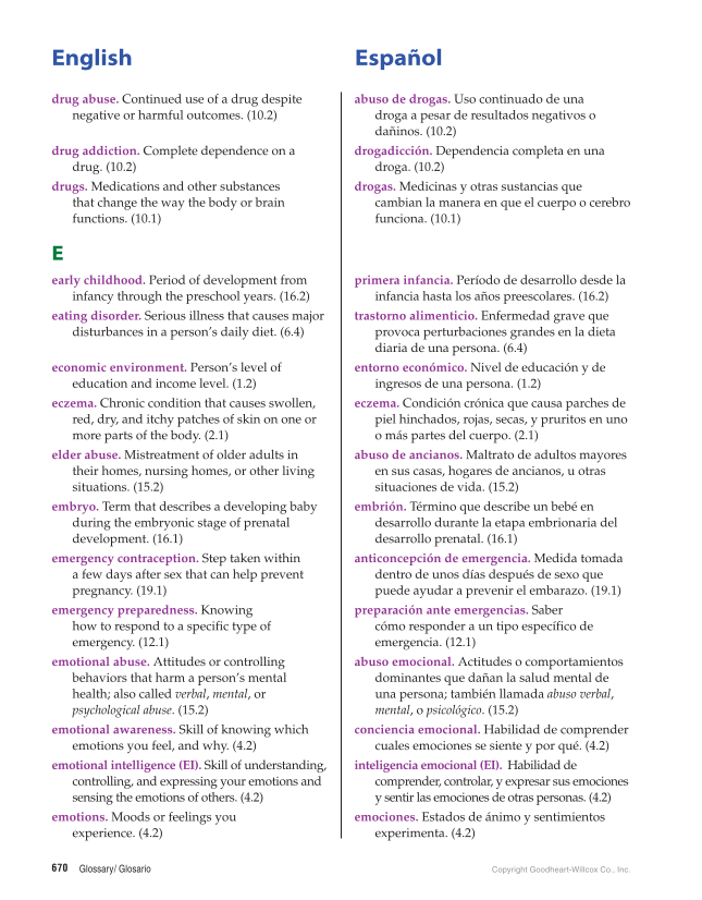 Comprehensive Health Skills for Middle School, 1st Edition page 670